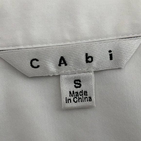 CAbi Ascot Tailored White Cotton Button Front Waist Tie Tunic Blouse SZ S - Picture 6 of 11